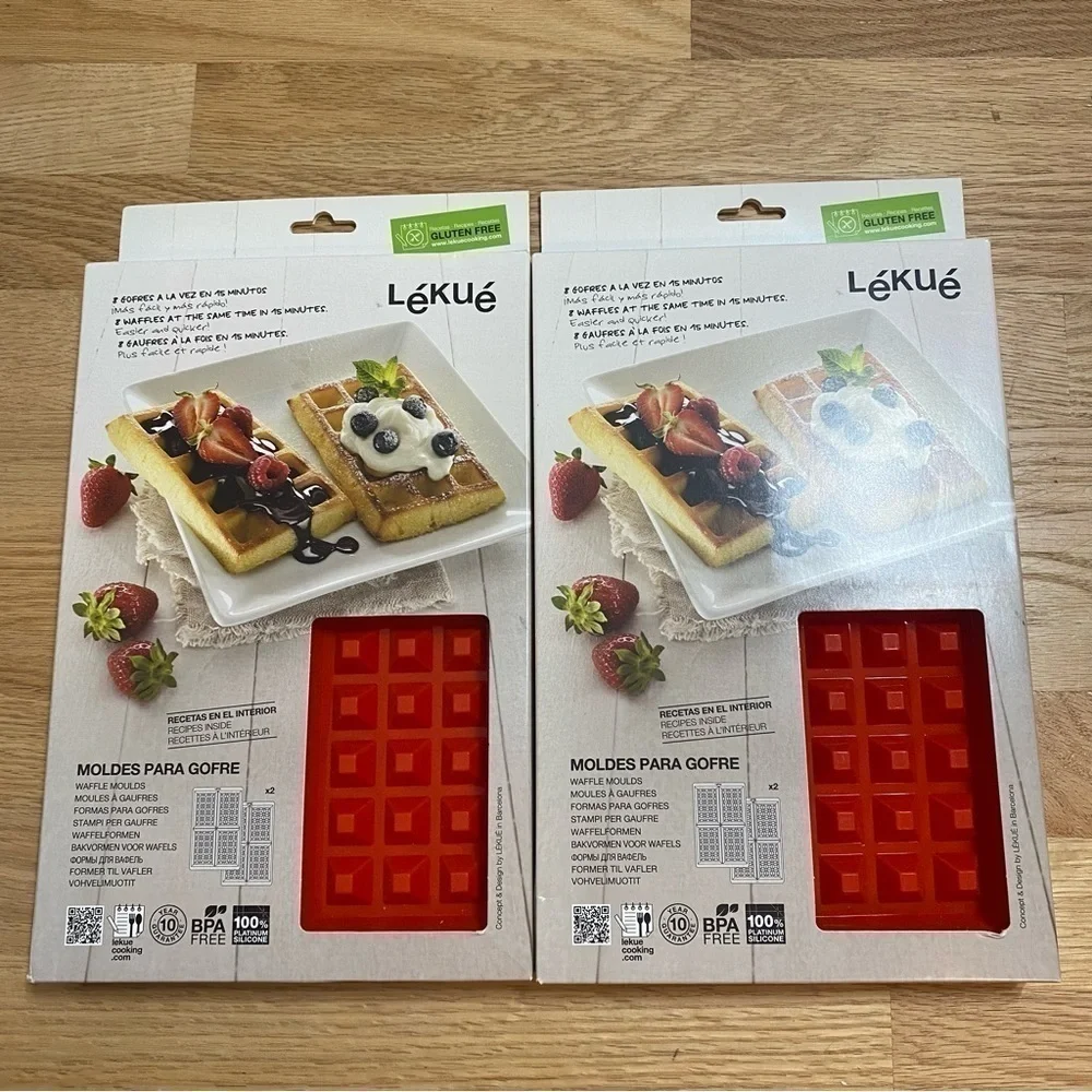 Lekue Waffle Mould 2 Pack Bundle NEW Silicone Bakeware Kitchen Mold